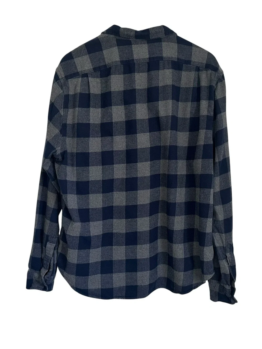 J Crew Men Midweight Flannel Plaid Slim Shirt XL Blue Gray Button Up Long Sleeve